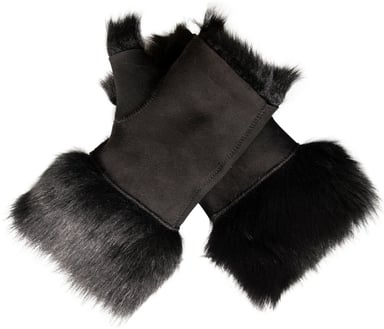 Mitones de piel de oveja para mujer, puños sin dedos, piel de oveja de gamuza Toscana