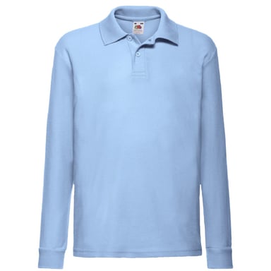 Fruit Of The Loom Childrens Long Sleeve 65/35 Pique Polo / Childrens Polo Shirts (Sky Blue)