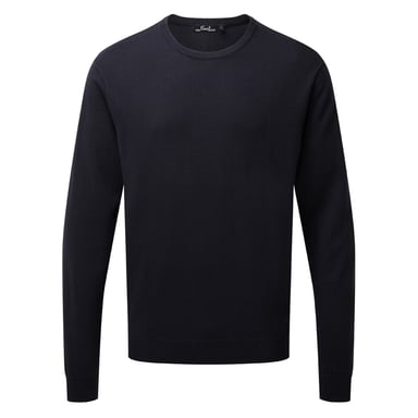 Premier Adults Unisex Cotton Rich Crew Neck Sweater (Navy)