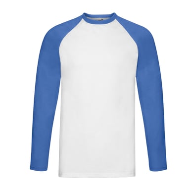 Fruit of the Loom Mens Baseball Long-Sleeved T-Shirt (White/Royal Blue)