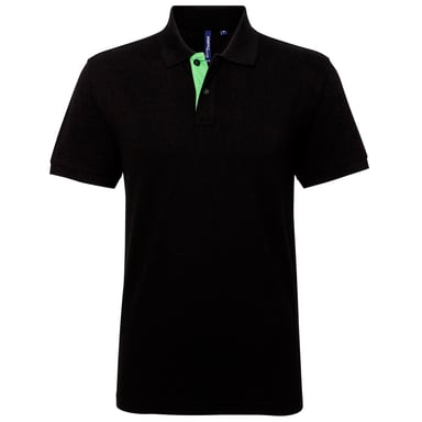 Asquith & Fox Mens Classic Fit Contrast Polo Shirt (Black/ Lime)