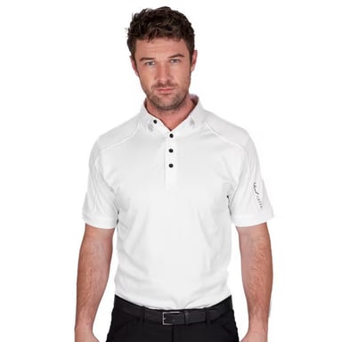 Island Green Mens Topstitched Golf Polo Shirt (White)