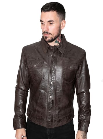 Chaqueta vaquera con camisa de cuero retro para hombre - Beijing