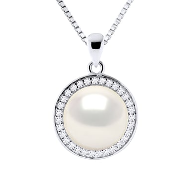 Necklace - Real Cultured Freshwater Pearl Button 10-11 mm