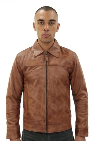 Chaqueta Harrington de cuero para hombre - Shanghai