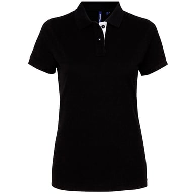 Asquith & Fox Womens/Ladies Short Sleeve Contrast Polo Shirt (Black/ White)