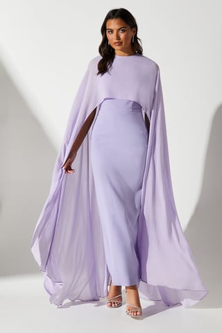 Cape Sleeve Maxi Dress