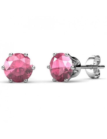 Pendientes Octubre con Piedra de Nacimiento - Plata y Rosa