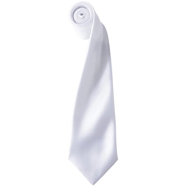 Premier Unisex Adult Colours Satin Tie (White)