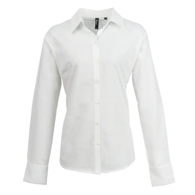 Premier Womens/Ladies Signature Oxford Long Sleeve Work Shirt (White)