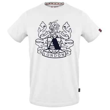 Aquascutum camiseta blanca con logo Aldis y escudo grande
