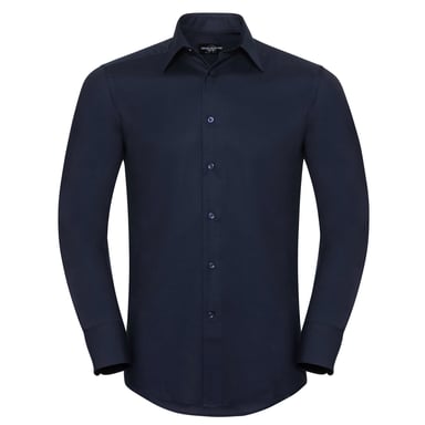 Russell Collection Mens Oxford Easy-Care Tailored Long-Sleeved Shirt (Bright Navy)