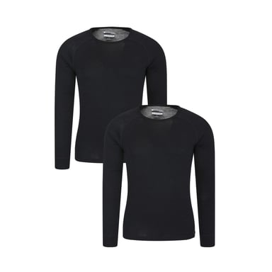 Mountain Warehouse Mens Merino Wool Base Layer Top (Pack of 2) (Black)