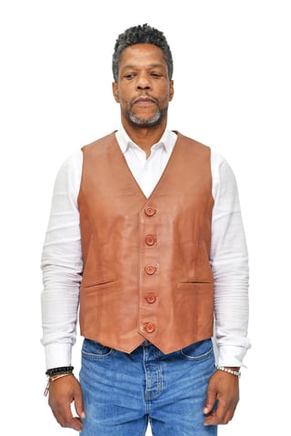 Chaleco clásico de cuero para hombre - Chester
