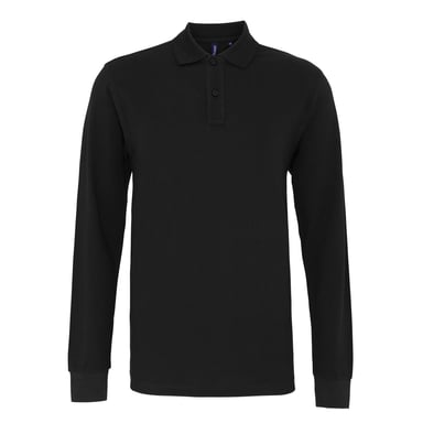 Asquith & Fox Mens Classic Fit Long Sleeved Polo Shirt (Black)