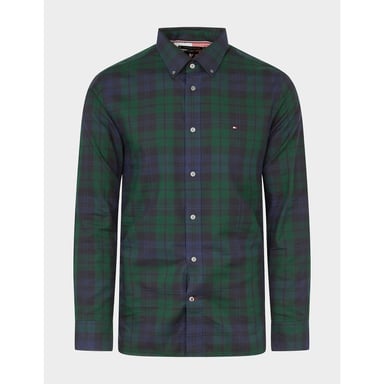 Men's Tommy Hilfiger Black Tartan Long Sleeve Shirt in navy green