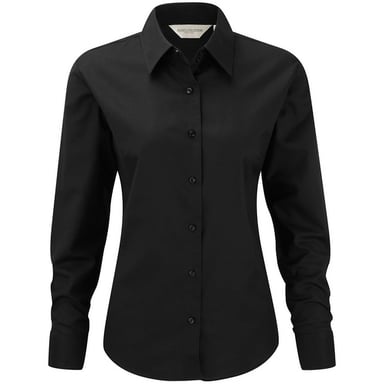 Russell Collection Ladies/Womens Long Sleeve Easy Care Oxford Shirt (Black)
