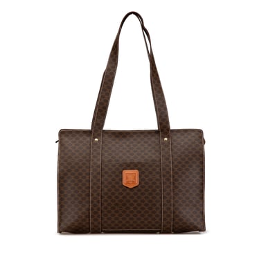 Vintage Celine Macadam Coated Canvas Tote Brown