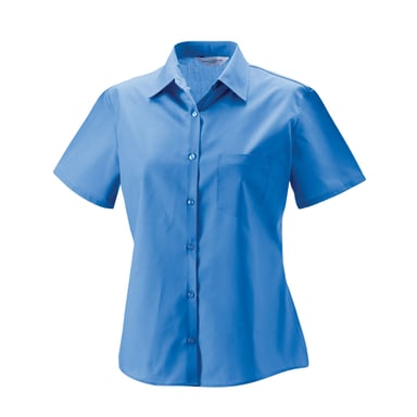Russell Collection Womens/Ladies Poplin Easy-Care Short-Sleeved Formal Shirt (Corporate Blue)