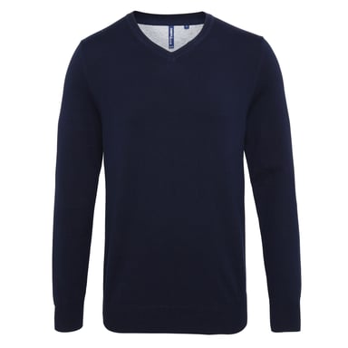 Asquith & Fox Mens Cotton Rich V-Neck Sweater (French Navy)