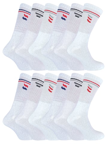 Sock Snob - 12 Pares de Calcetines Deportivos de Algodón para Hombre en Blanco y Negro - Blanco