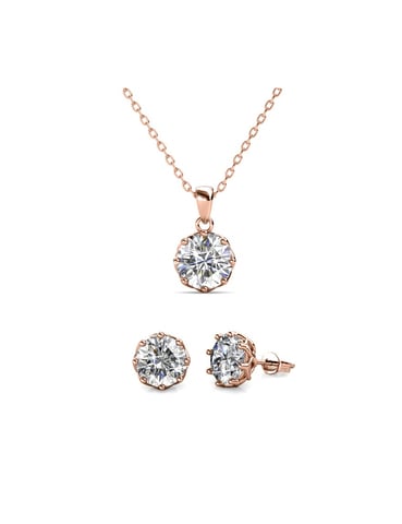 Conjunto Lily - Oro rosa y cristal