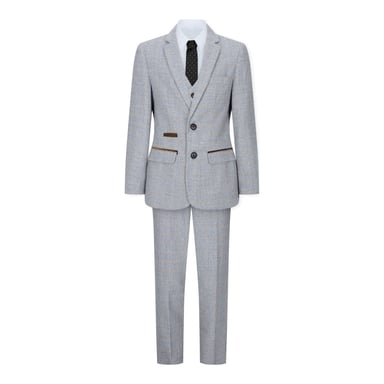 Traje Retro 3 Piezas Crema Tweed Check Vintage Niños