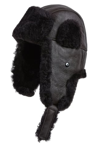 Gorro de aviador de piel de oveja B-55 de la RAF marrón para hombre, gorro de navegador de cuero cálido para invierno