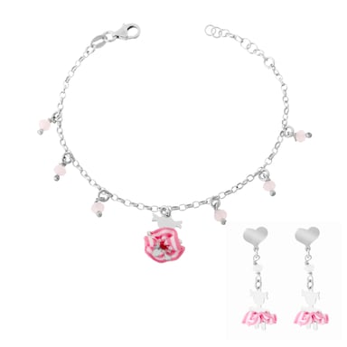 Orphelia 'Cute' Child's 925 Sterling Silver Set: Bracelet + Earrings - Silver SET-7133