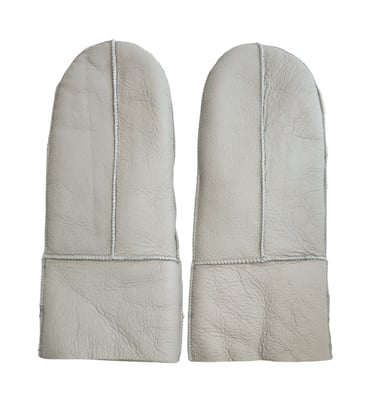 Guantes cálidos de piel de oveja auténtica gris para mujer