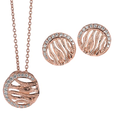 Orphelia Women's 925 Sterling Silver Set: Chain-Pendant + Earrings - Rose SET-6031/1