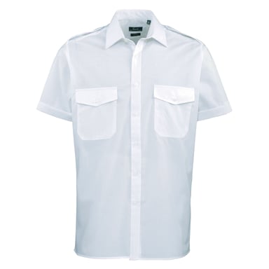 Premier Mens Short Sleeve Pilot Plain Work Shirt (Light Blue)