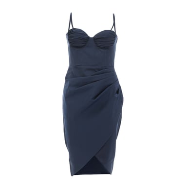 Women's Lavish Alice Strap Ruched Midi Dress in Navy