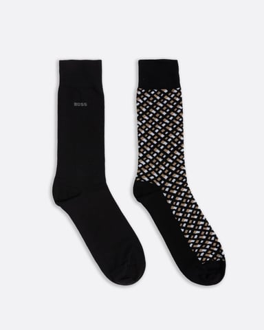 BOSS Orange Monogram Mens 2 Pack Regular Length Cotton Blend Socks