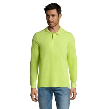SOLS Mens Perfect Plain Pique Long-Sleeved Polo Shirt (Apple Green)