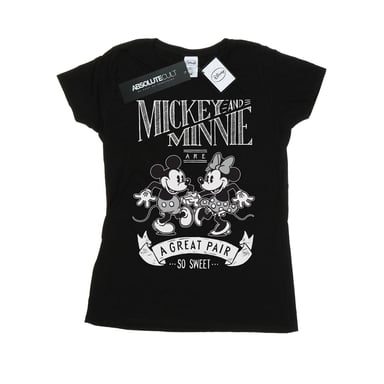 Disney Womens/Ladies Mickey And Minnie Mouse Great Pair Cotton T-Shirt (Black)