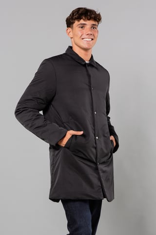 Black Mid-Length Coat With Collar