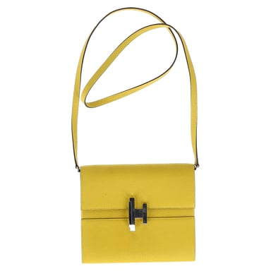 Hermes Cinhetic To Go Shoulder Bag in Yellow Leather