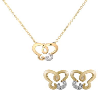 Orphelia 'Joya' Women's 925 Sterling Silver Set: Chain-Pendant + Earrings - Silver/Gold SET-7088/1