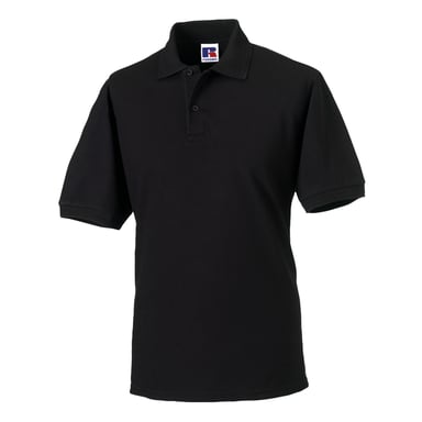 Russell Mens Polycotton Pique Hardwearing Polo Shirt (Black)