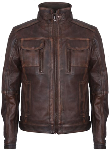 Chaqueta de motociclista desgastada de cuero