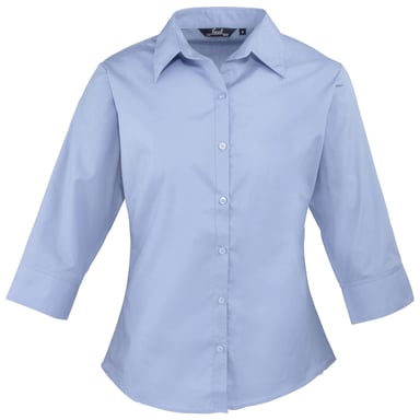 Premier Womens/Ladies Poplin 3/4 Sleeve Blouse (Mid Blue)
