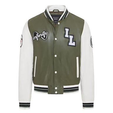 Chaqueta bomber de cuero con diseño de béisbol para hombre - Ashwood