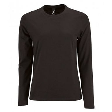 SOLS Womens/Ladies Imperial Long Sleeve T-Shirt (Deep Black)