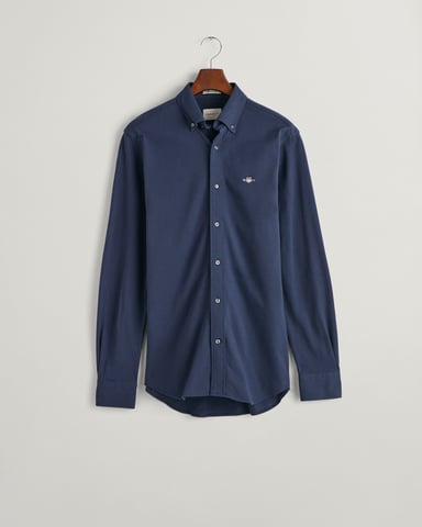 Men's Gant Regular Jersey Pique Shirt in Navy