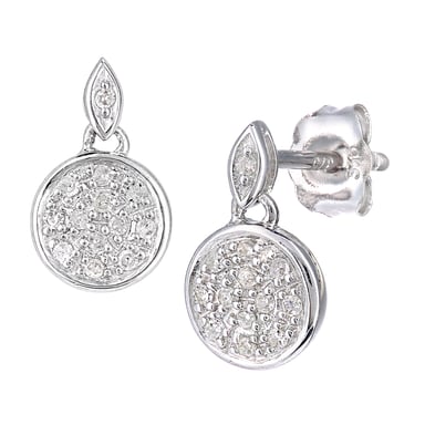 Pendientes colgantes de oro blanco de 9 quilates con diamantes
