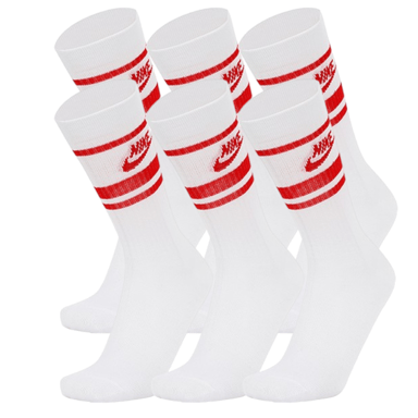 Nike DX5089 Unisex Dri-FIT Sportswear Everyday Essential Crew Socks (6 Pair) White