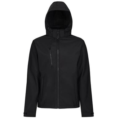 Regatta Mens Venturer Hooded Soft Shell Jacket (Black/Black)