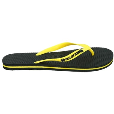 Chanclas Philipp Plein Brand Logo Negro Amarillo