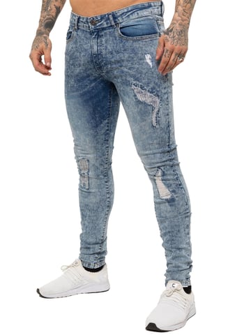 Enzo | Skinny Stretch Ripped Jeans Hombre - Azul claro